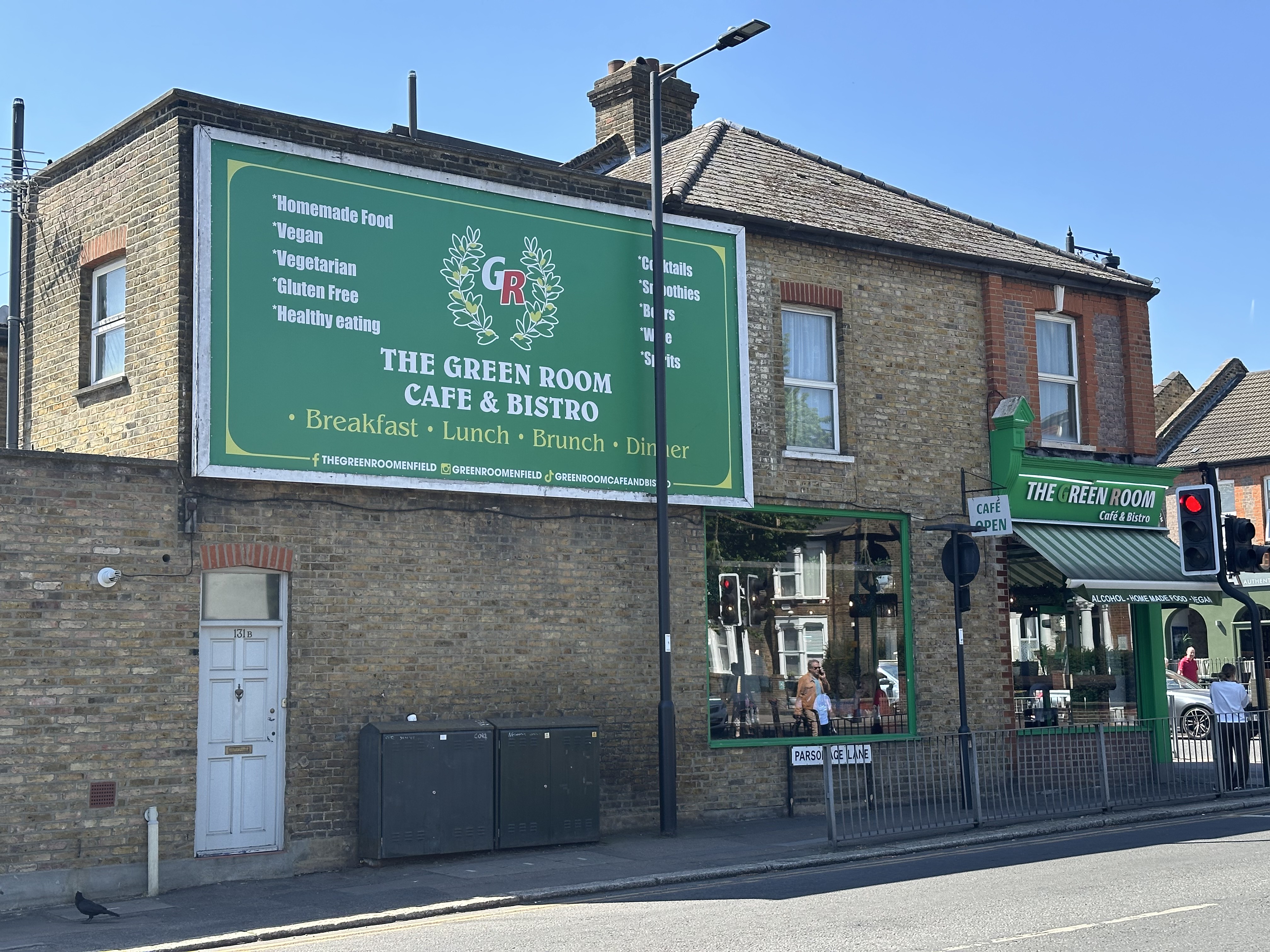The Green Room Café & Bistro storefront in Enfield